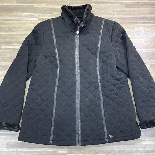 Vintage ESPIRIT Quilted Puffer Jacket Fur Fitted Size L/XL - M142