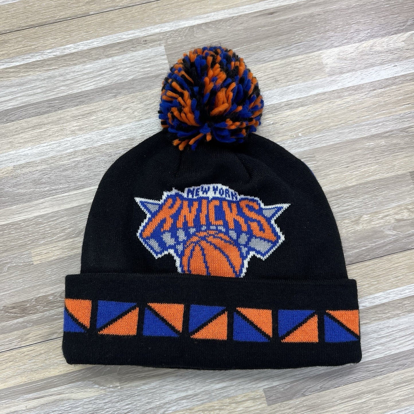 Mitchell Ness New York Knicks Beanie Blue & Black Two Sided Stocking Cap - 2D698