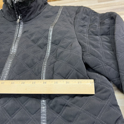 Vintage ESPIRIT Quilted Puffer Jacket Fur Fitted Size L/XL - M142