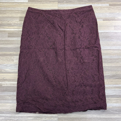 Banana Republic Pencil Skirt Maroon Lace Floral Size 6 - JN281