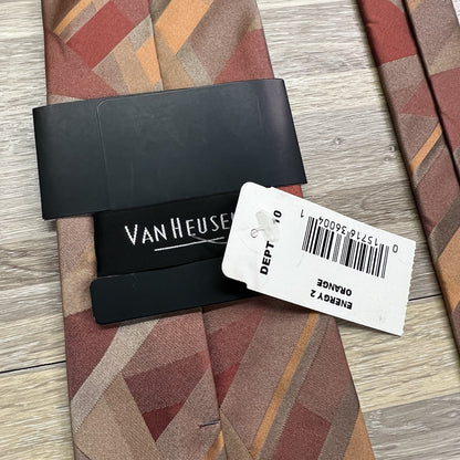 NEW Van Heusen Silk Tie Men's Necktie Energy 2 Orange Stain Resistant - JL500