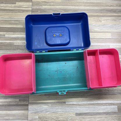 Vtg Caboodles Teal Blue Makeup Hair Storage Travel Train Case #2602 - 3D690