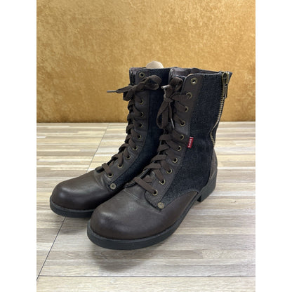 Levi's Boots Women Size 11 Denim Combat Style Lace Up Side Zip Shoe - 20D693