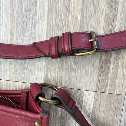 Frye and Co Handbag Crossbody Purse Maroon Vegan Leather - JL374
