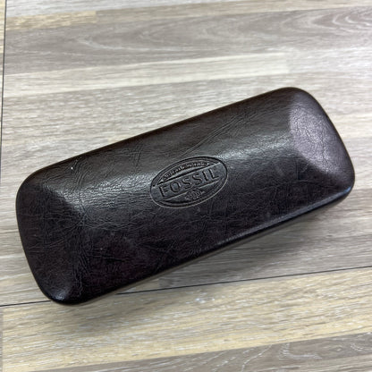 Fossil Sunglasses Case Brown Clamshell Hard Case Eyeglasses - JL490