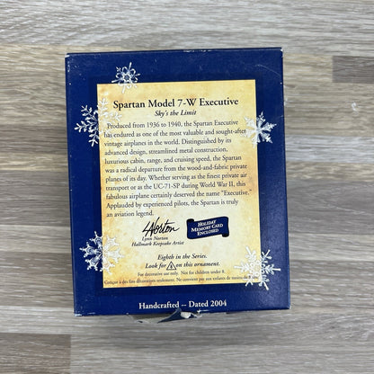 Hallmark 2004 Skys The Limit 8th Spartan Model 7-W Executive Ornament Plane-A119
