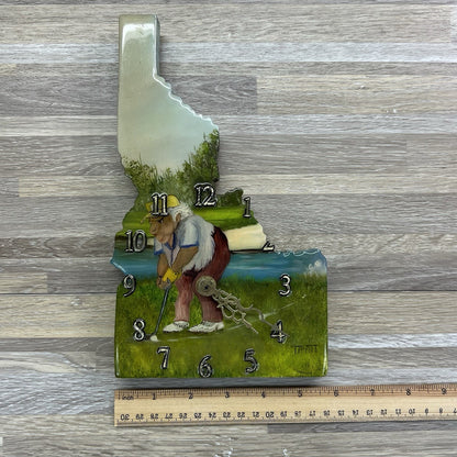 VTG Idaho Golf Clock Handmade In USA Quartz Wall Clock 10” Untested - 2O651