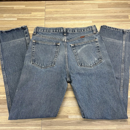 VTG Rustler Denim Blue Jeans 32X33 Workwear Naturally Distressed Cowboy - N683