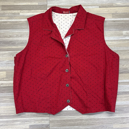 Vintage Wrangler Women’s Reversible Vest Red White Stars Fourth July Sz M - M197