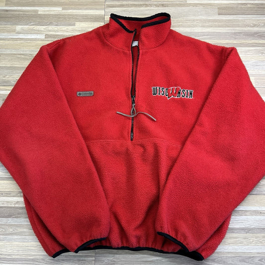 VTG Wisconsin Badgers Columbia Fleece Pullover Size L Made In USA - JL532
