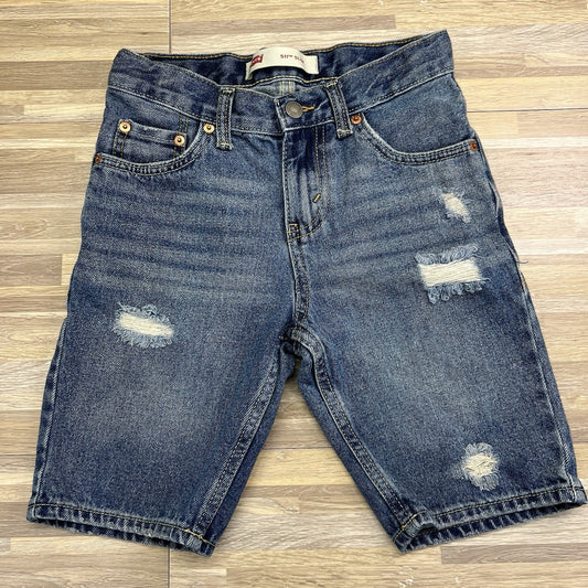 Levi’s 511 Slim Fit Kids Size 8 Distressed Denim Shorts Dark Adjustable - JL498