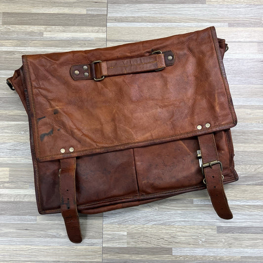 Komal's Passion Leather Messenger Bag Buckle Closure Vintage Brown - JL403