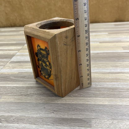 VTG 70s Koala Bear Candle Holder Wood Glass Three Bears Dallas Texas - 2S613