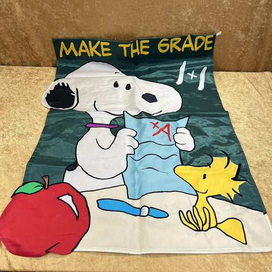 Vintage Peanuts Snoopy & Woodstock Stitched Double Sided Banner Make The Grade