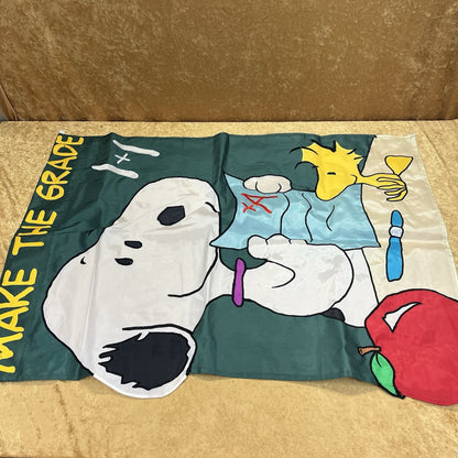 Vintage Peanuts Snoopy & Woodstock Stitched Double Sided Banner Make The Grade