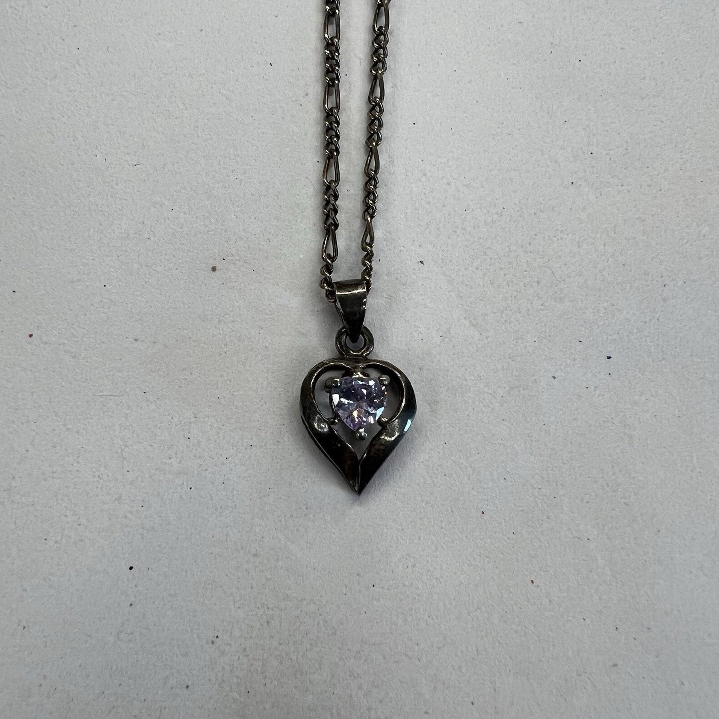 Vintage Silver 925 Italian Necklace Heart Pendant - M187