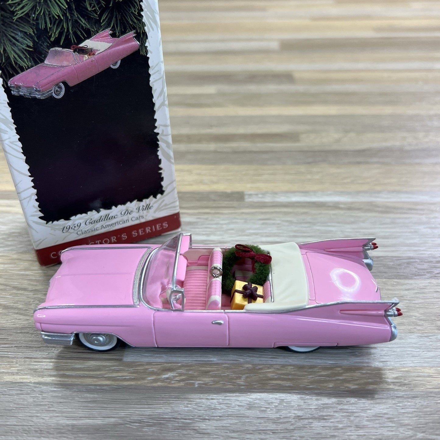 1996 Hallmark Keepsake Ornament Car 1959 Cadillac DeVille #6 Series Pink - M172