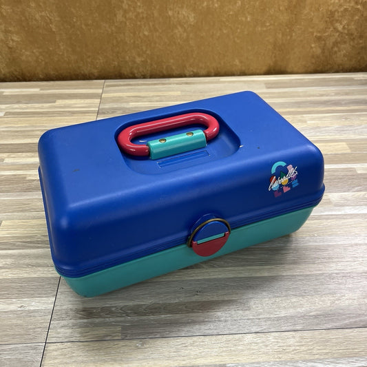 Vtg Caboodles Teal Blue Makeup Hair Storage Travel Train Case #2602 - 3D690