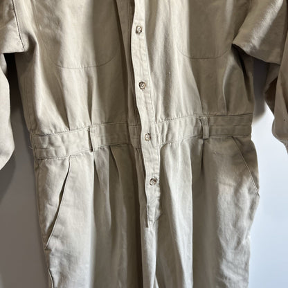 VTG Calvin Klein Sport Women's M Petite Jumpsuit Beige Cotton - 2S582