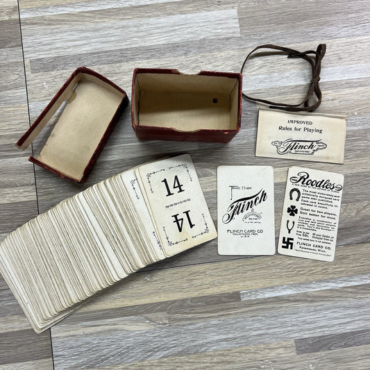 VTG 1913 Flinch Card Game w/Original Box & Instructions - Flinch Card Co - D689