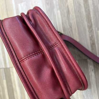 Frye and Co Handbag Crossbody Purse Maroon Vegan Leather - JL374