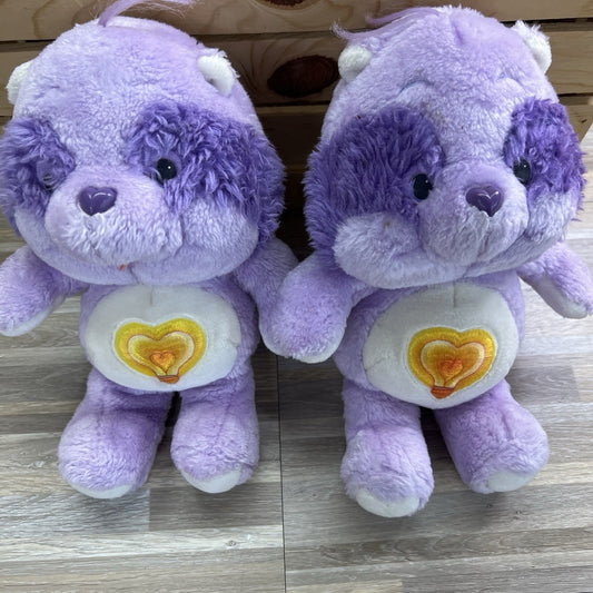 Set Of 2 Care Bear Bright Heart Raccoon 13” Y2K - JL405