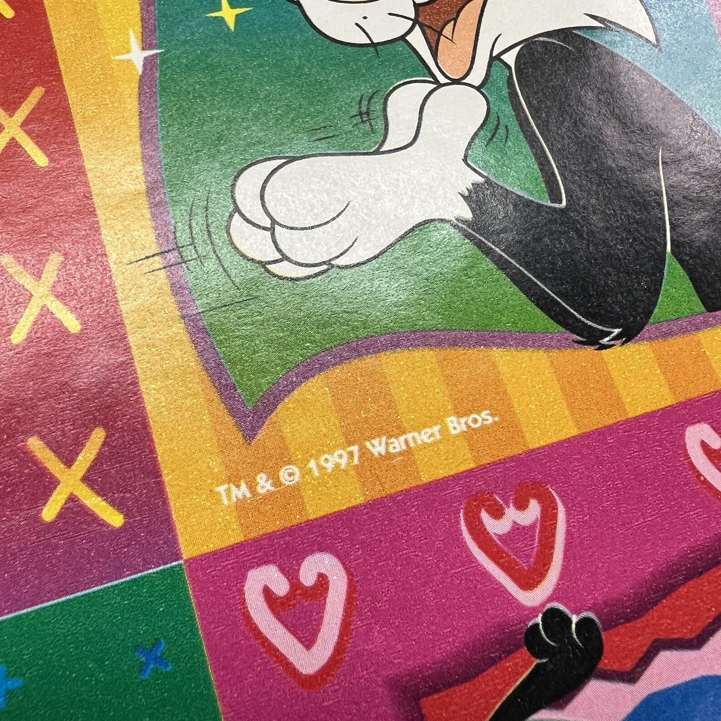 Vtg LOONEY TUNES Wrapping Paper Warner Bros Bugs Bunny Tweety Taz 1997 - D694
