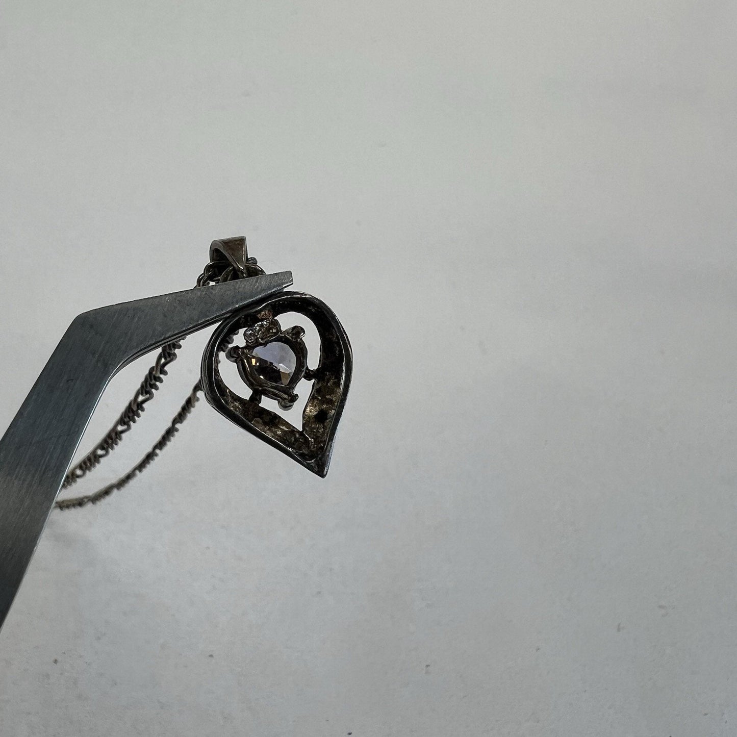 Vintage Silver 925 Italian Necklace Heart Pendant - M187