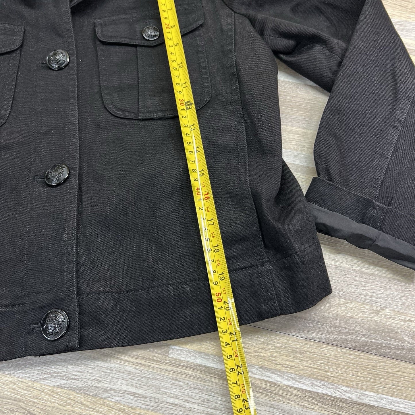 LRL Lauren Ralph Lauren Petite Women's Black Denim Jacket Size P/M - JN296