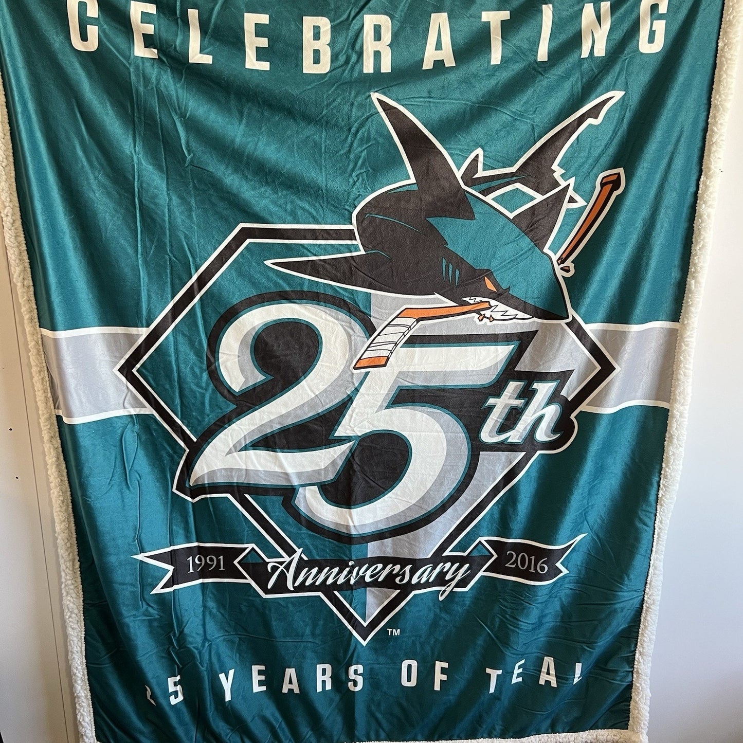 2015 San Jose Sharks Throw Blanket NHL Limited Edition 25th Anniversary - 10S614