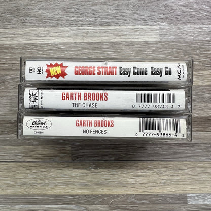 Lot of 3 Garth Brooks George Straight Cassette Tapes The Chase No Fences - JL412