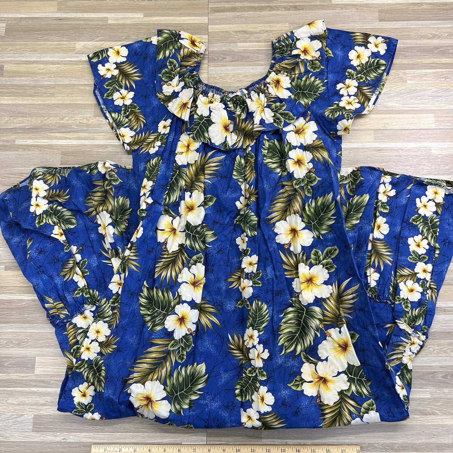 VTG Ky's Hawaiian Dress Made In Hawaii Ruffle Size L - JN309