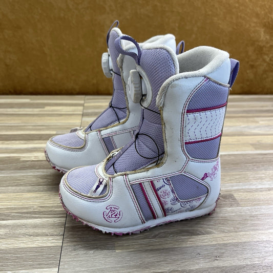 K2 Girls Snowboarding Boots Lil Kat White Purple *Fair Condition” Sz 11 - JN357