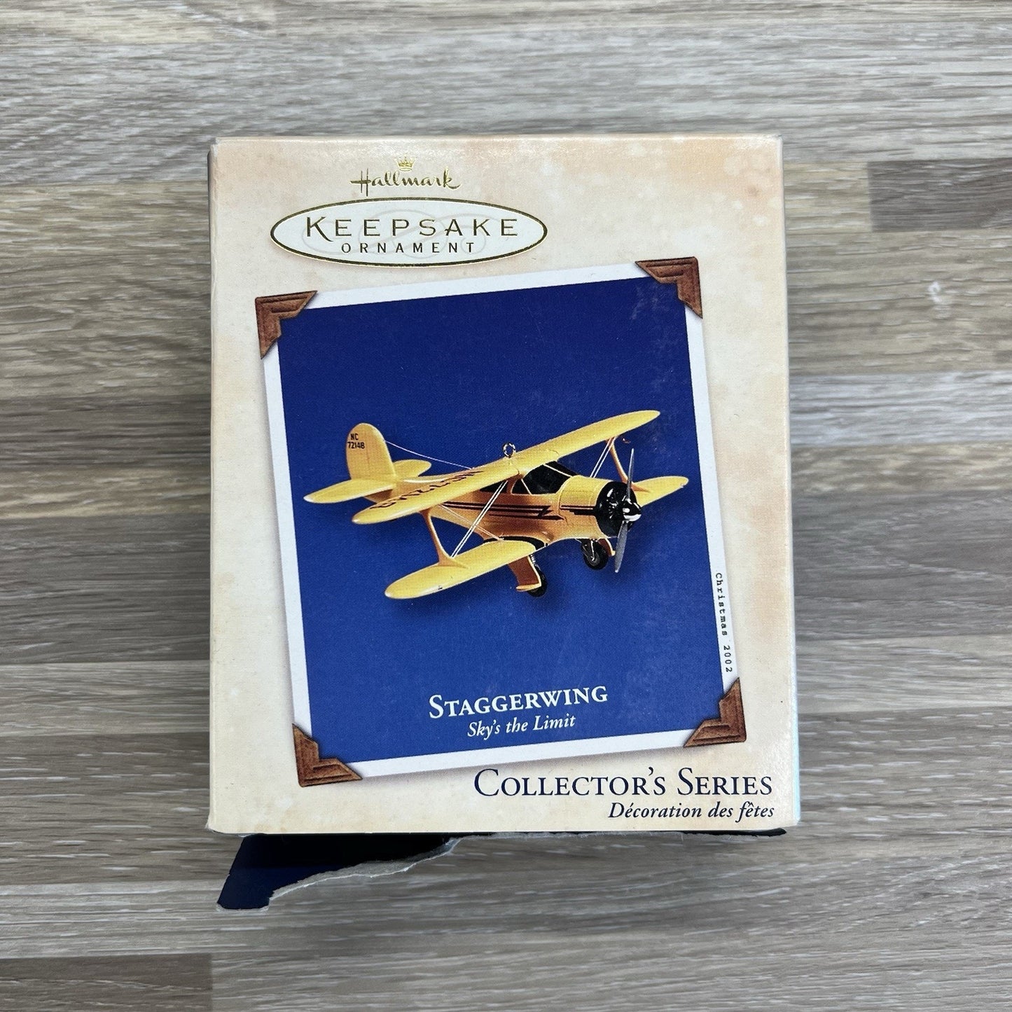 2002 Staggerwing Airplane Hallmark Sky's The Limit Series Ornament - A123