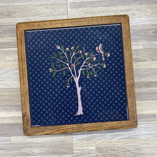 Vintage Framed Tile Art Bird of Peace And Tree 9” - A116
